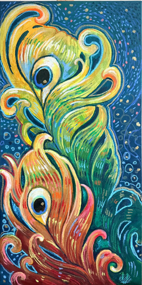 Acrylique et pastel à l'huile 35/70